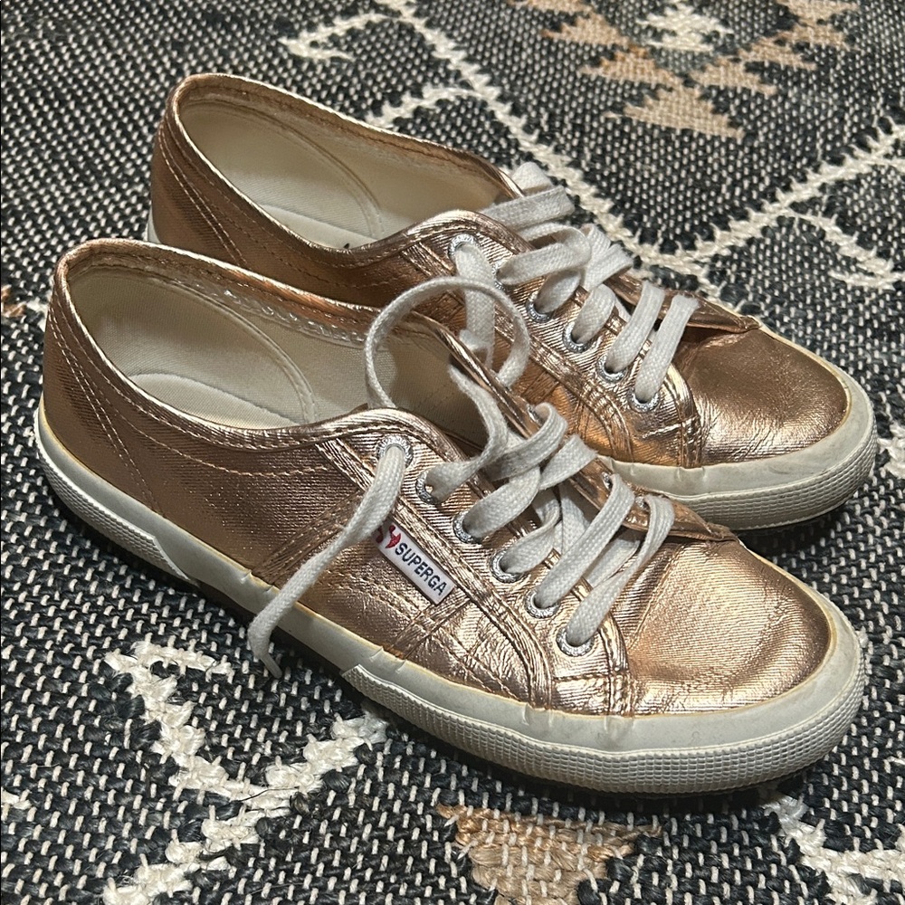 Superga Women's Metallic Gold Sneakers, Size 8.5